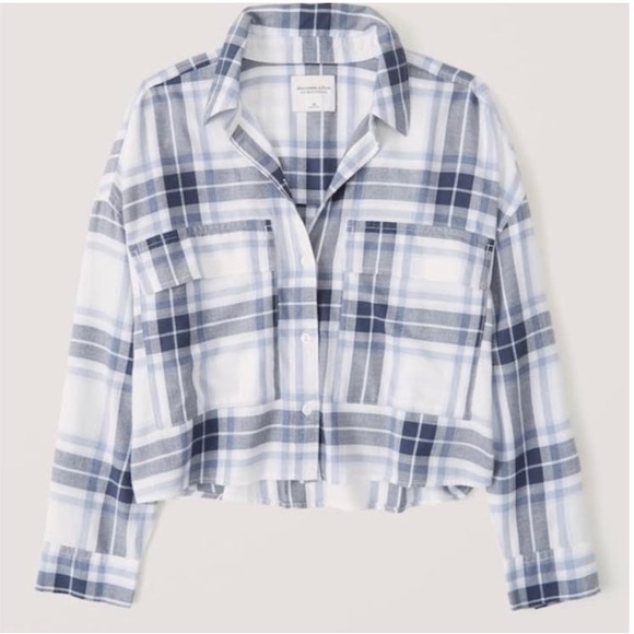 Abercrombie & Fitch 90s Cropped Boxy Flannel Button Up Shirt - Picture 1 of 3
